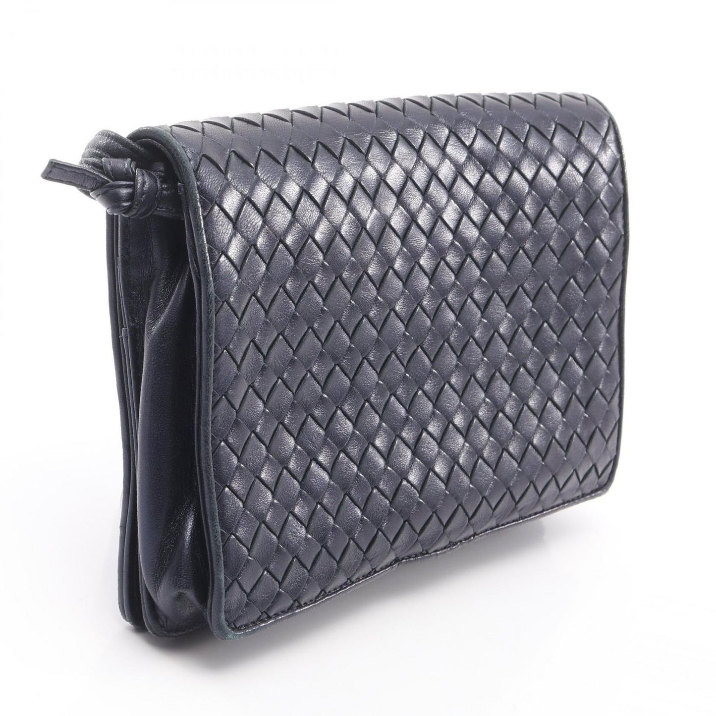 Bottega Veneta Shoulder Bag Intrecciato Navy Leather — view 2