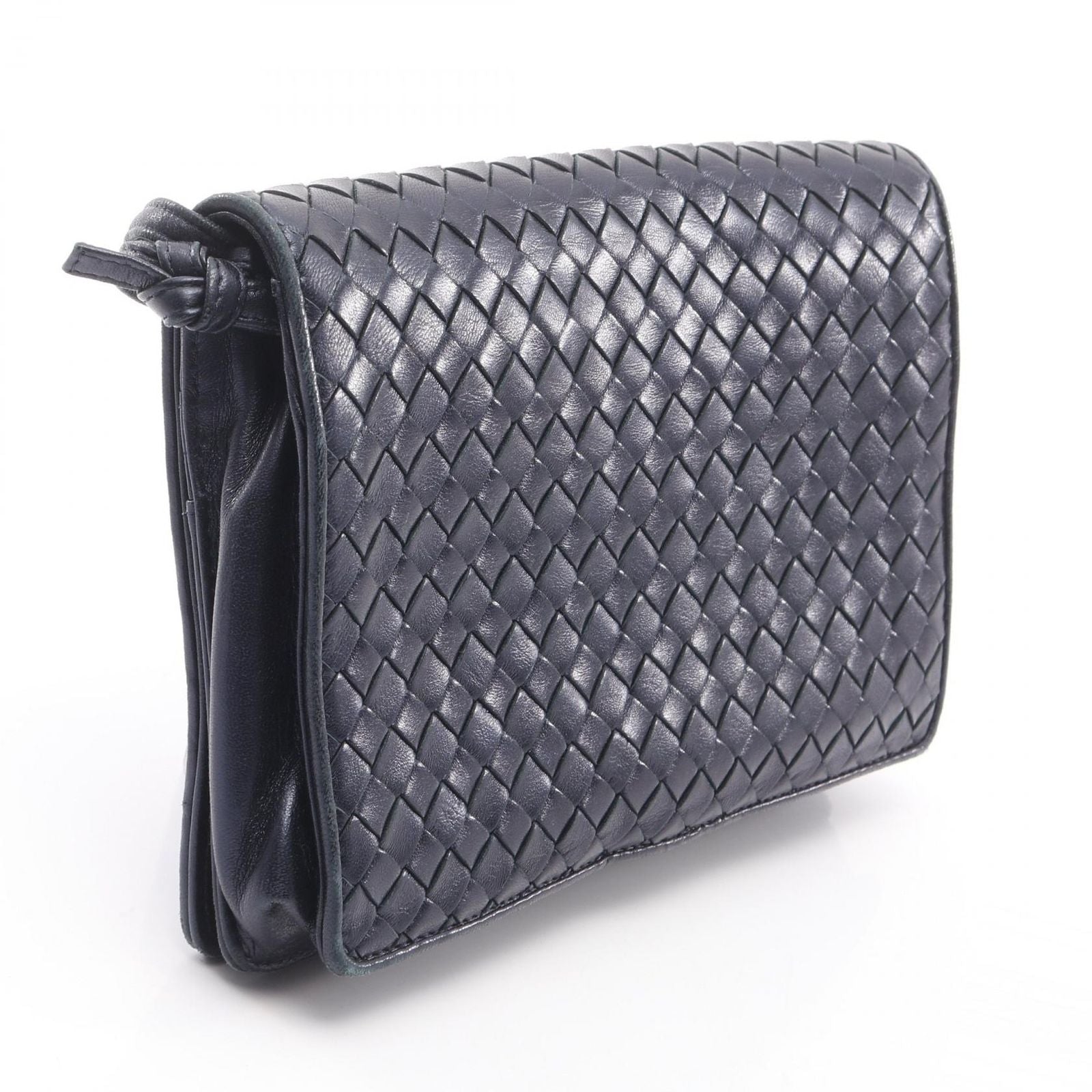 Bottega Veneta Shoulder Bag Intrecciato Navy Leather — view 2