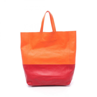 Celine Tote Horizontal Cover Orange Red Leather