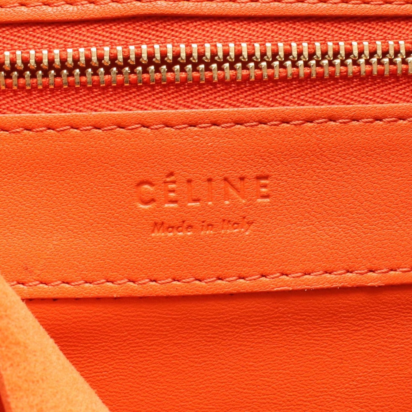 Celine Tote Horizontal Cover Orange Red Leather — view 4