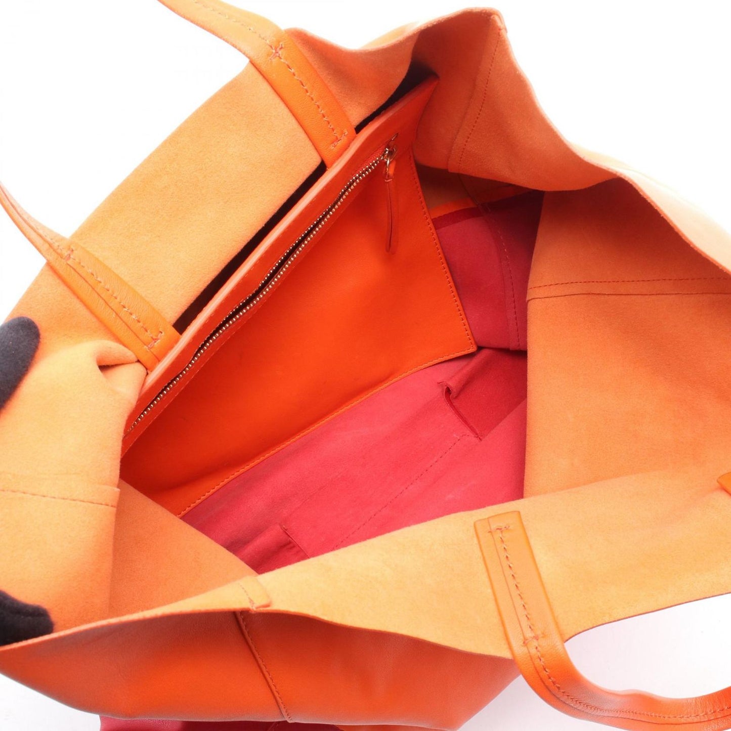 Celine Tote Horizontal Cover Orange Red Leather — view 3