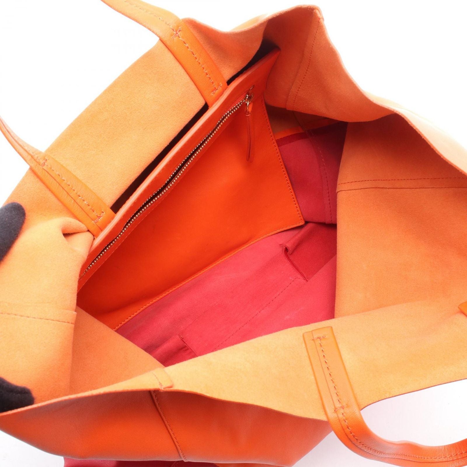 Celine Tote Horizontal Cover Orange Red Leather — view 3