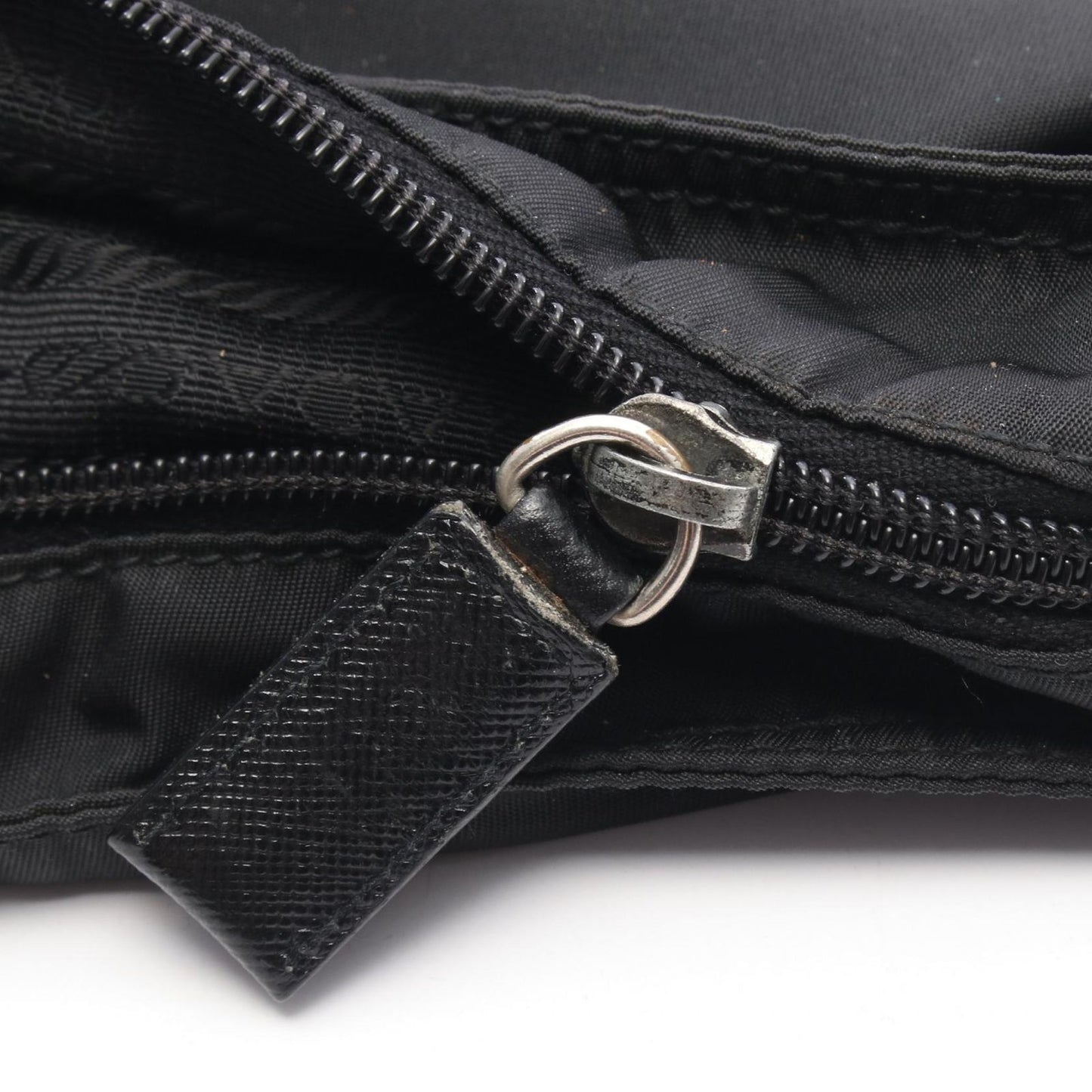 Prada Shoulder Bag Black Nylon Leather Triangle Logo — view 5