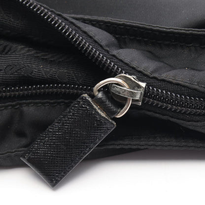 Prada Shoulder Bag Black Nylon Leather Triangle Logo — view 5