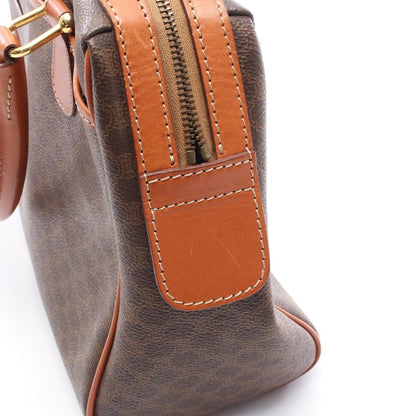 Celine Handbag Macadam Brown Dark Canvas Leather Hand — view 8