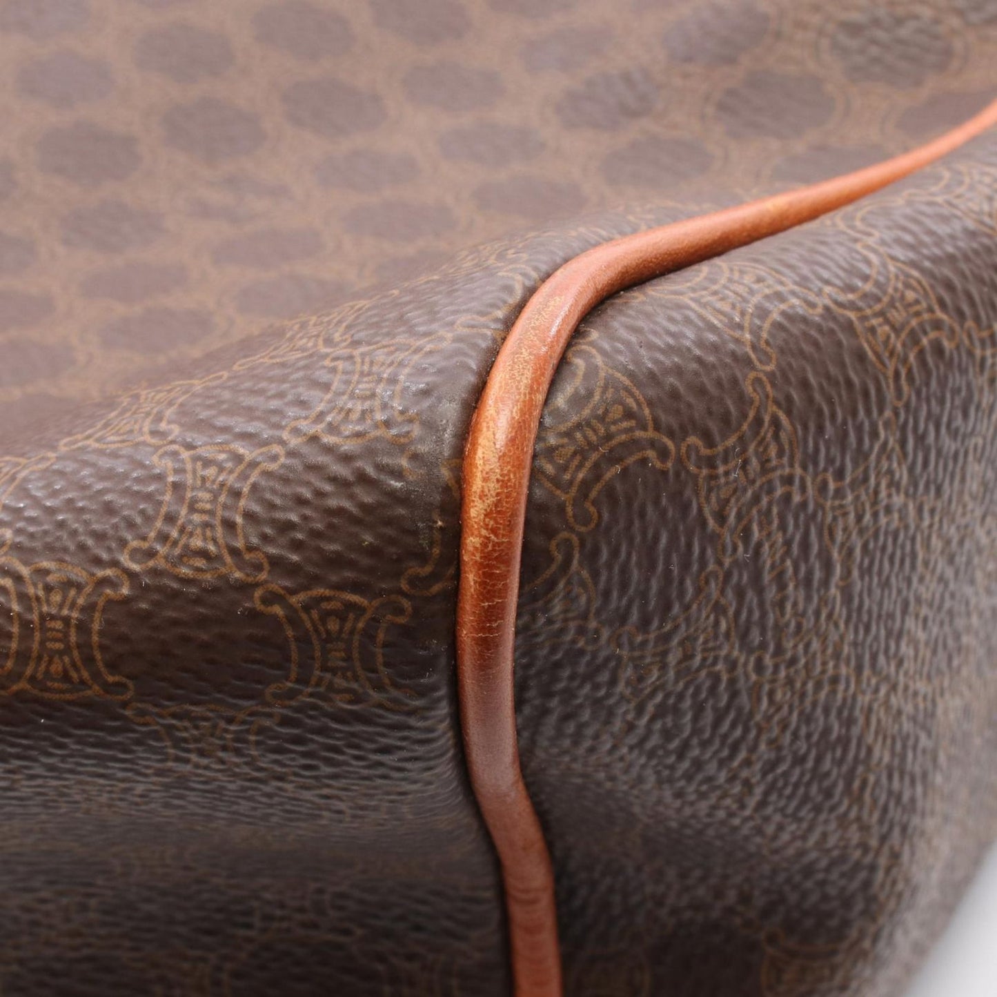 Celine Handbag Macadam Brown Dark Canvas Leather Hand — view 6
