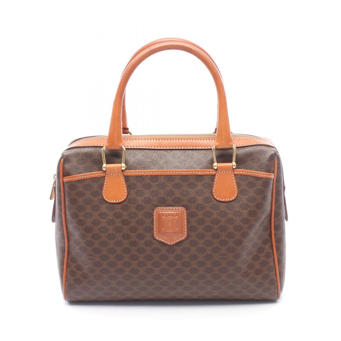 Celine Handbag Macadam Brown Dark Canvas Leather Hand