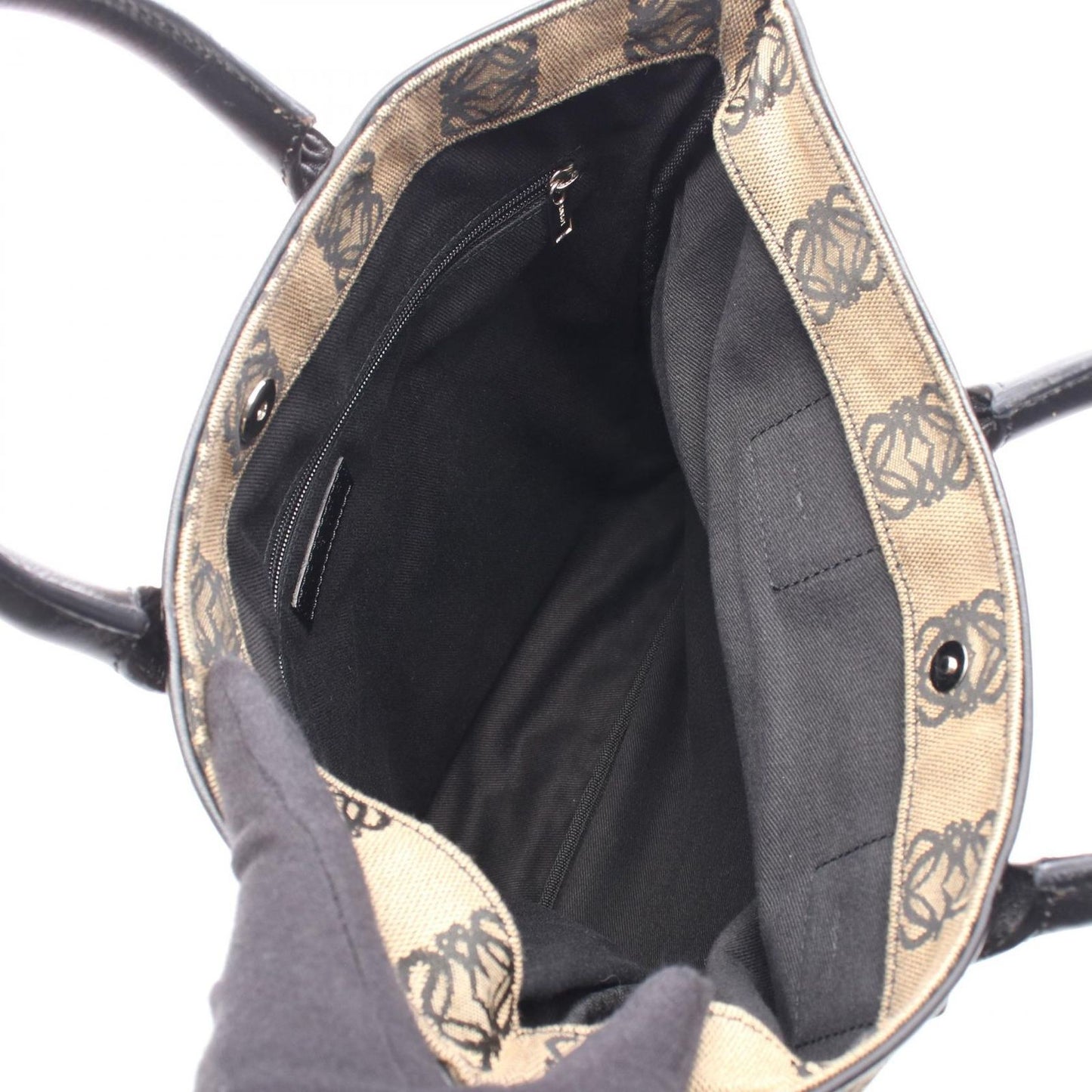 Loewe Tote Anagram Beige Black Canvas Leather — view 3