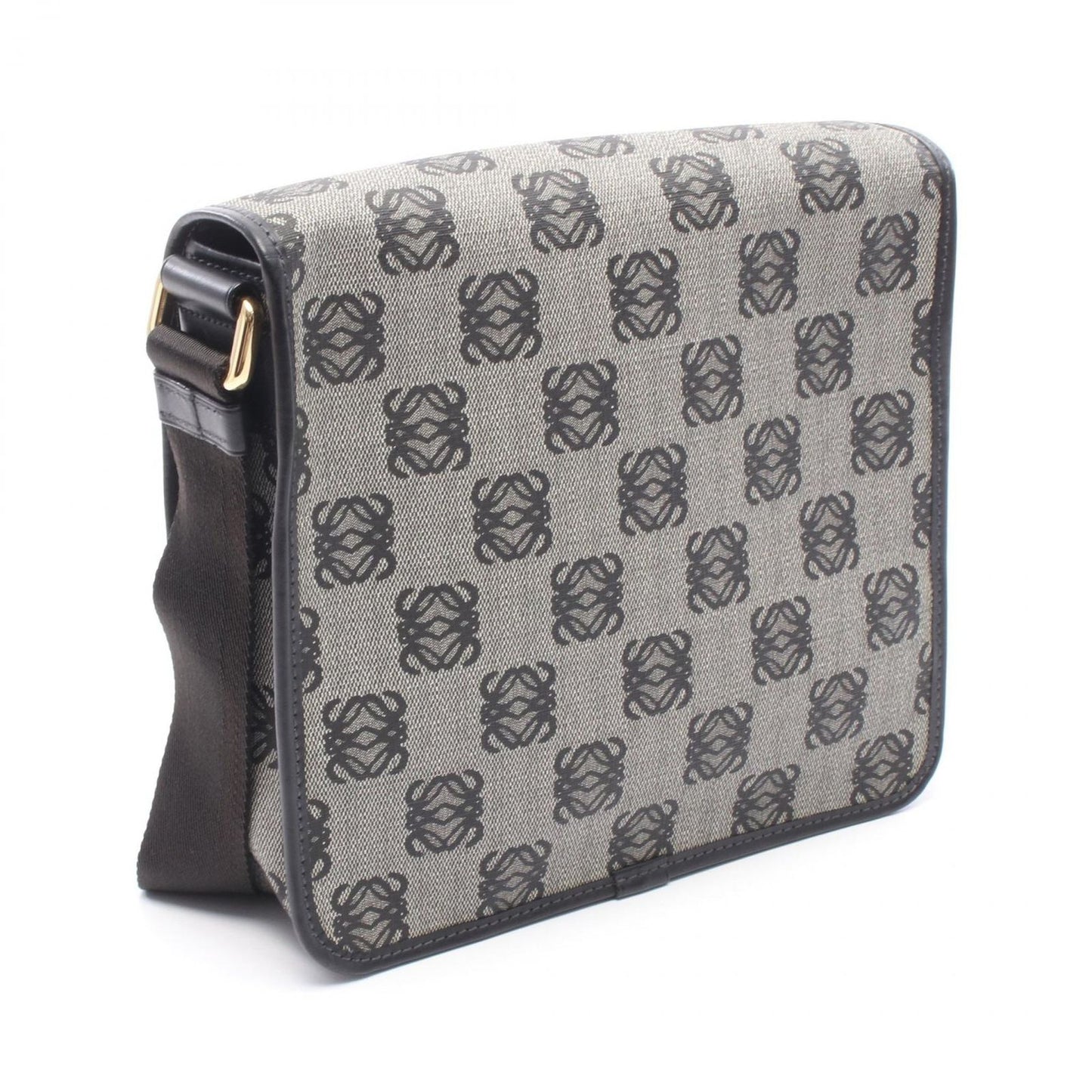 Loewe Shoulder Bag Anagram Gray Black Canvas Leather — view 2