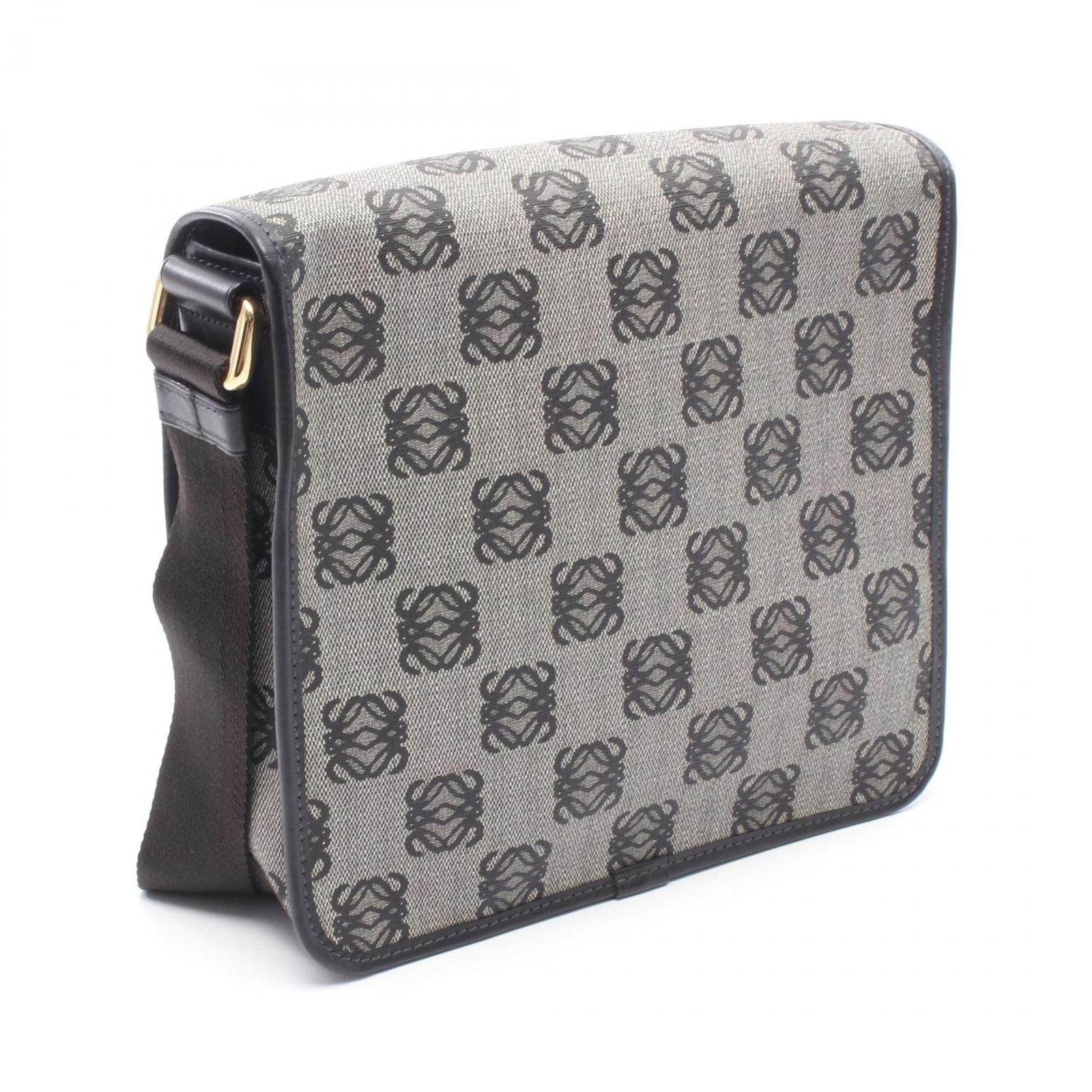 Loewe Shoulder Bag Anagram Gray Black Canvas Leather — view 2