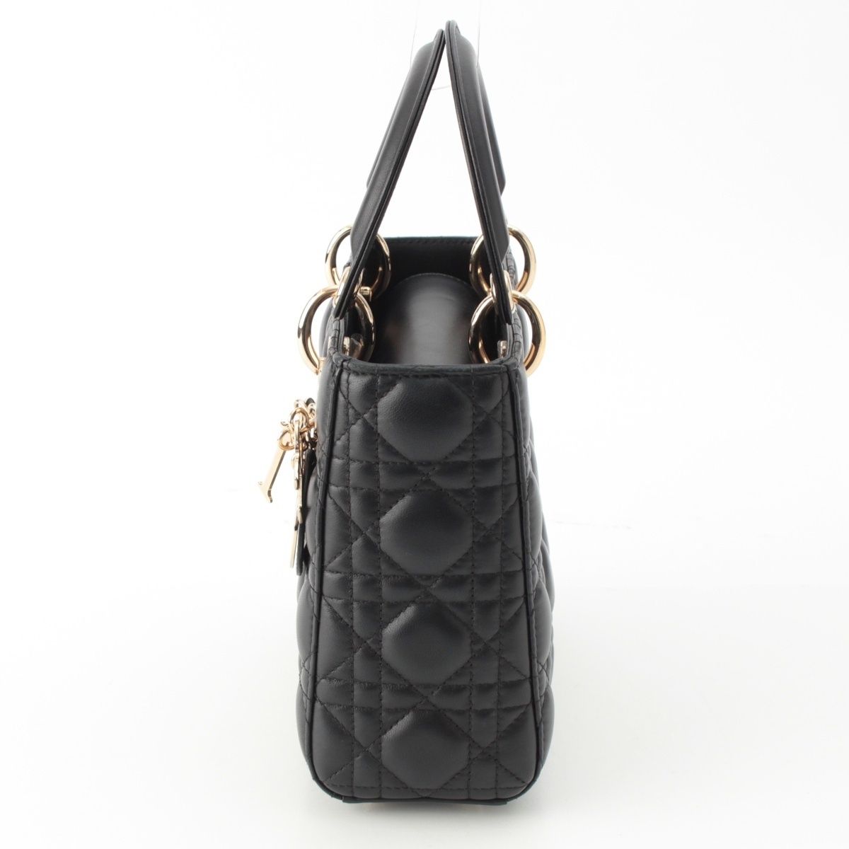 Dior Leather My Lady Dior 2-Way Handbag Black — view 3