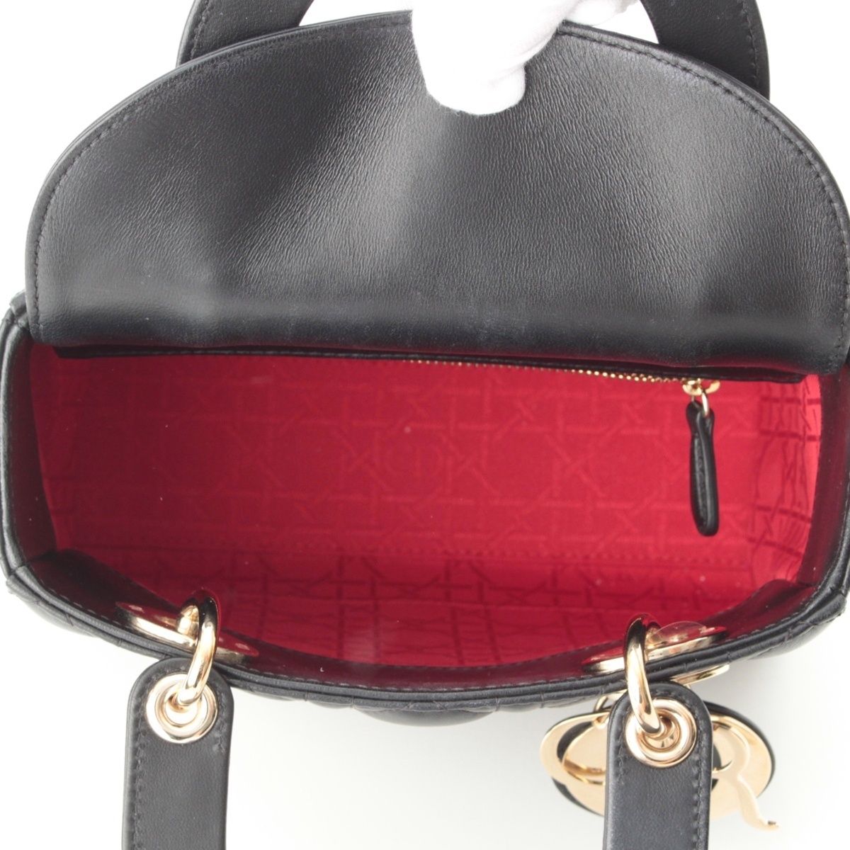 Dior Leather My Lady Dior 2-Way Handbag Black — view 6