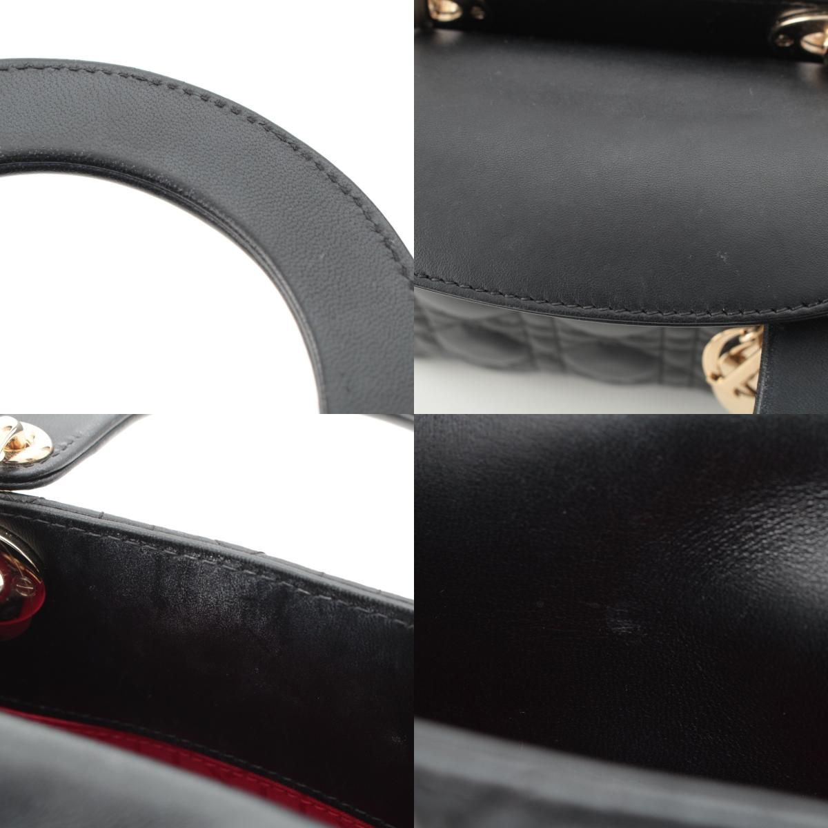 Dior Leather My Lady Dior 2-Way Handbag Black — view 9