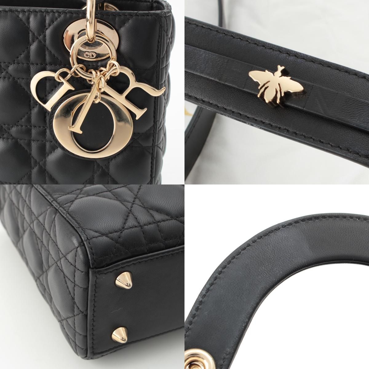 Dior Leather My Lady Dior 2-Way Handbag Black — view 8