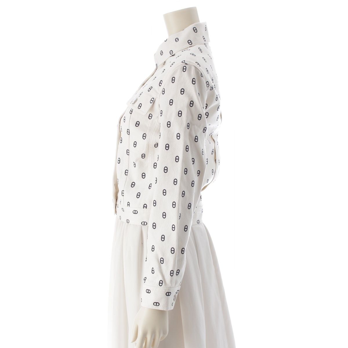 Hermes Cotton Chaine D'ancre Denim Jacket White 34 — view 3