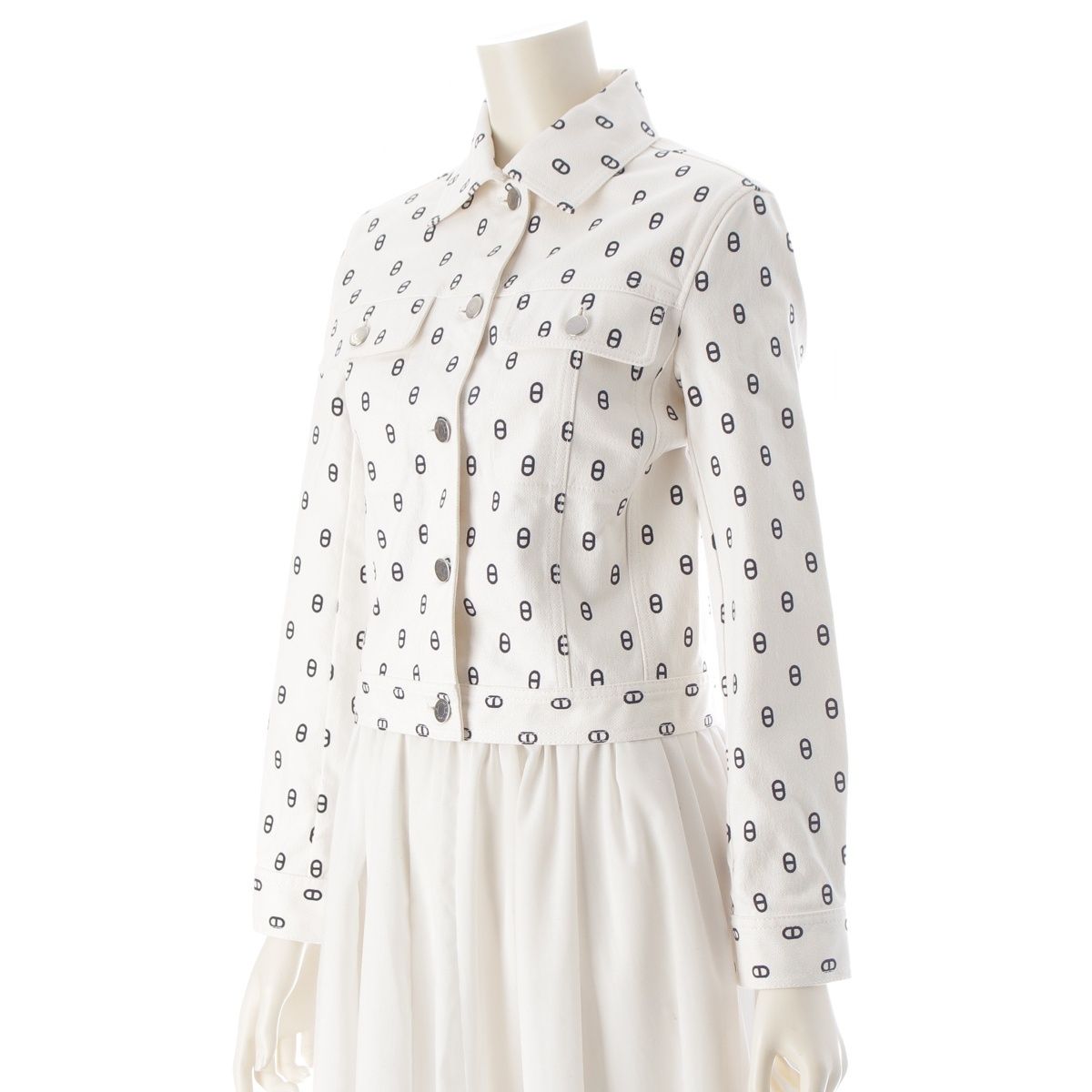 Hermes Cotton Chaine D'ancre Denim Jacket White 34 — view 2