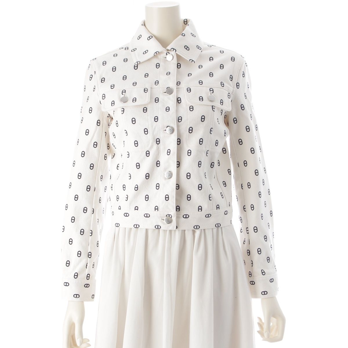 Hermes Cotton Chaine D'ancre Denim Jacket White 34