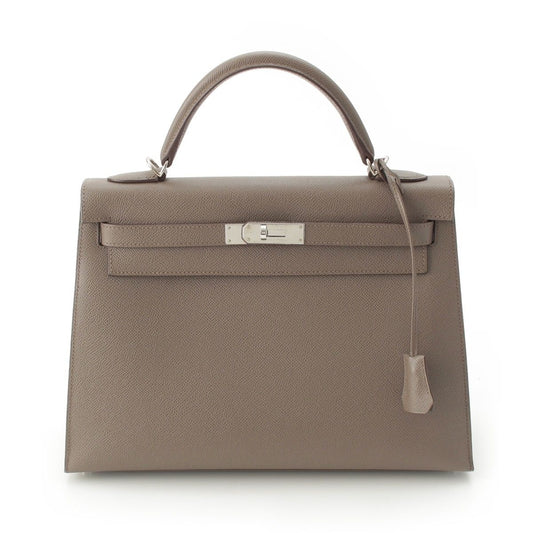 Hermes Kelly 32 Epsom 2-Way Silver Handbag Etain