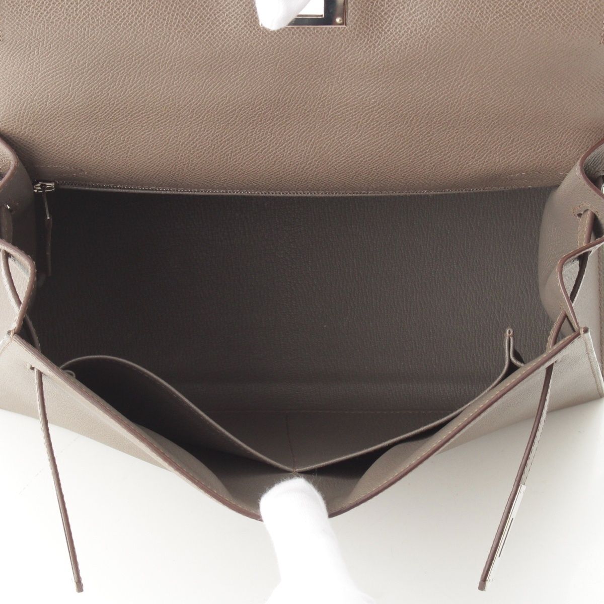 Hermes Kelly 32 Epsom 2-Way Silver Handbag Etain — view 6