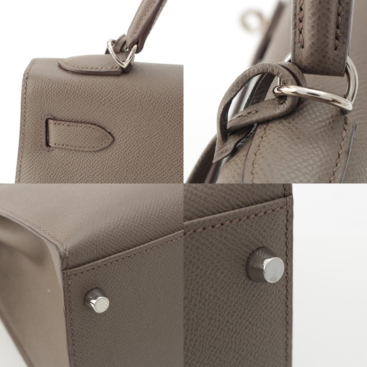 Hermes Kelly 32 Epsom 2-Way Silver Handbag Etain — view 9