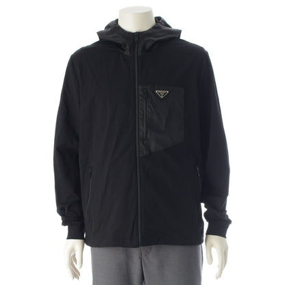 Prada Cotton Nylon Re-Nylon Triangle Logo Hooded Hoodie Black XL