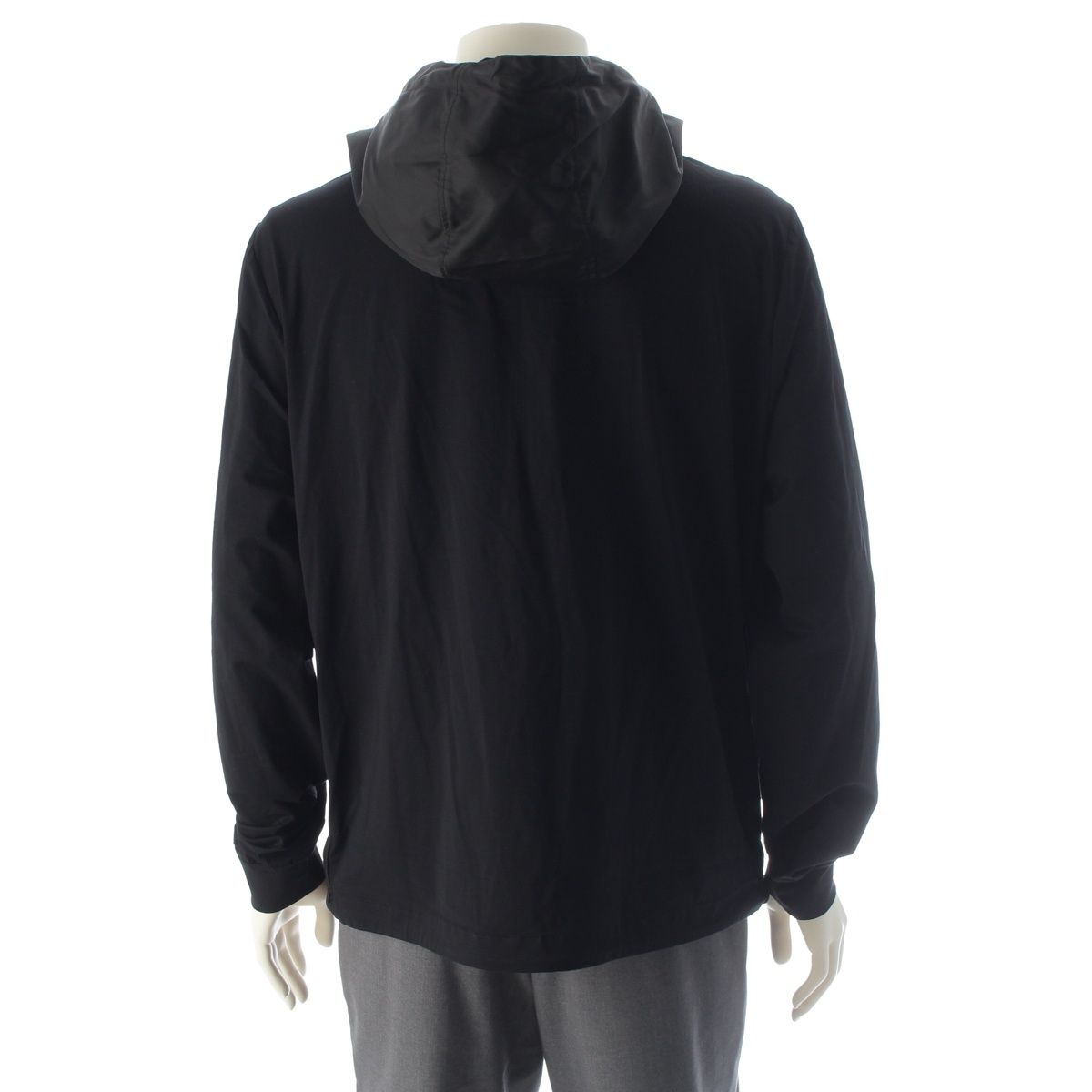 Prada Cotton Nylon Re-Nylon Triangle Logo Hooded Hoodie Black XL — view 4