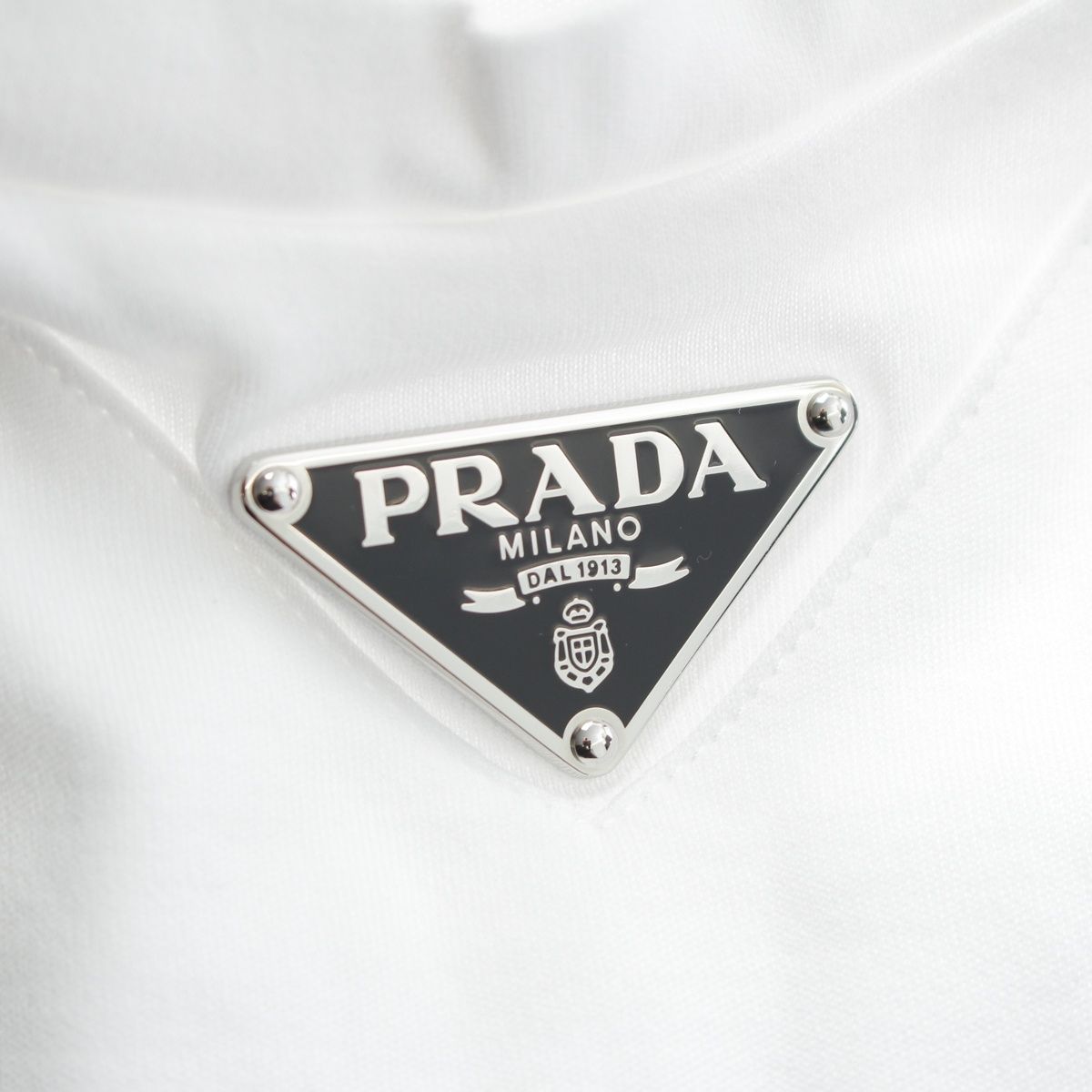 Prada Triangle Logo Oversize Short Sleeve T-Shirt Top White — view 8