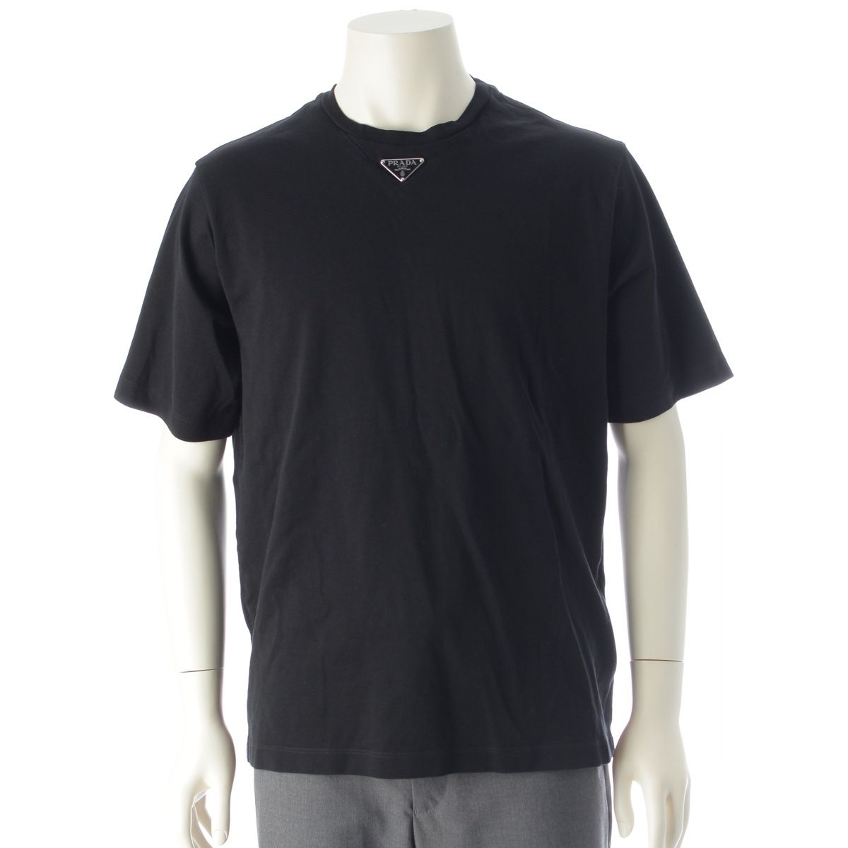 Prada Triangle Logo Oversize Short Sleeve T-Shirt Top Black