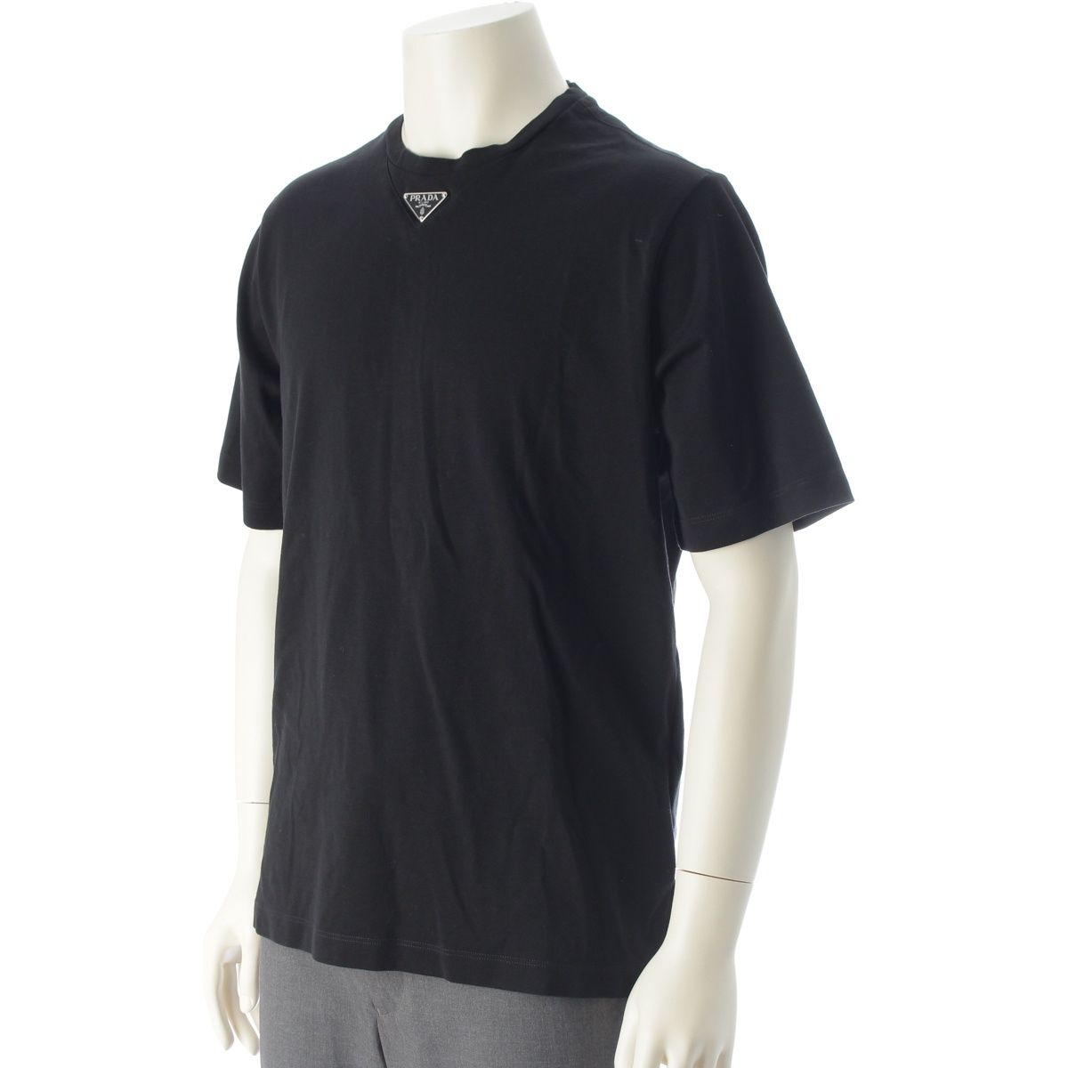 Prada Triangle Logo Oversize Short Sleeve T-Shirt Top Black — view 2