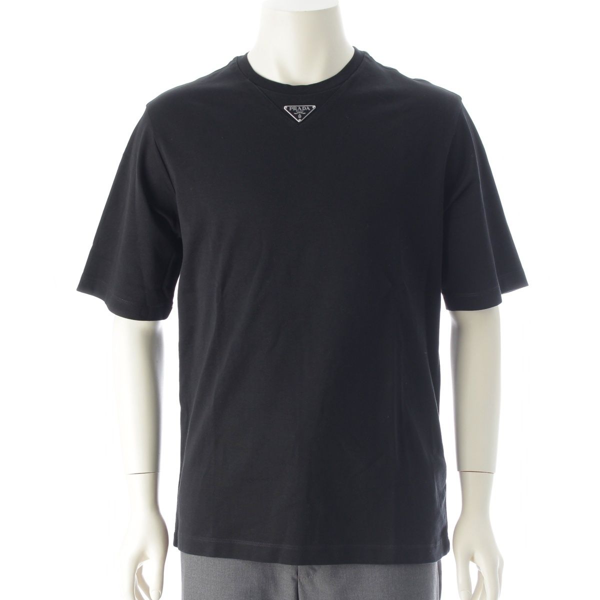 Prada Triangle Logo Oversize Short Sleeve T-Shirt Top Black
