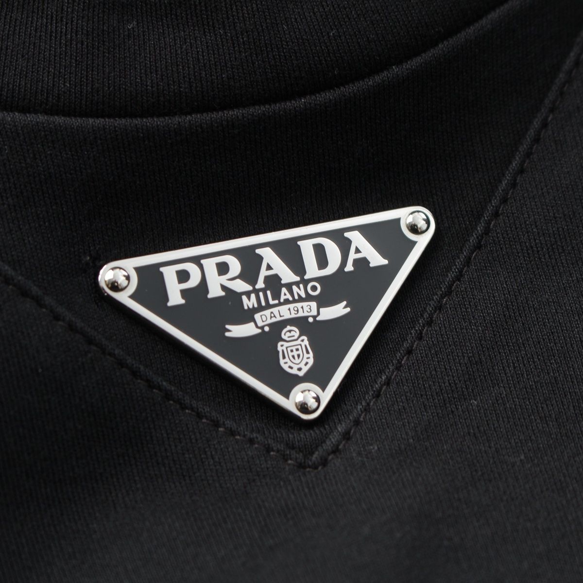 Prada Triangle Logo Oversize Short Sleeve T-Shirt Top Black — view 8