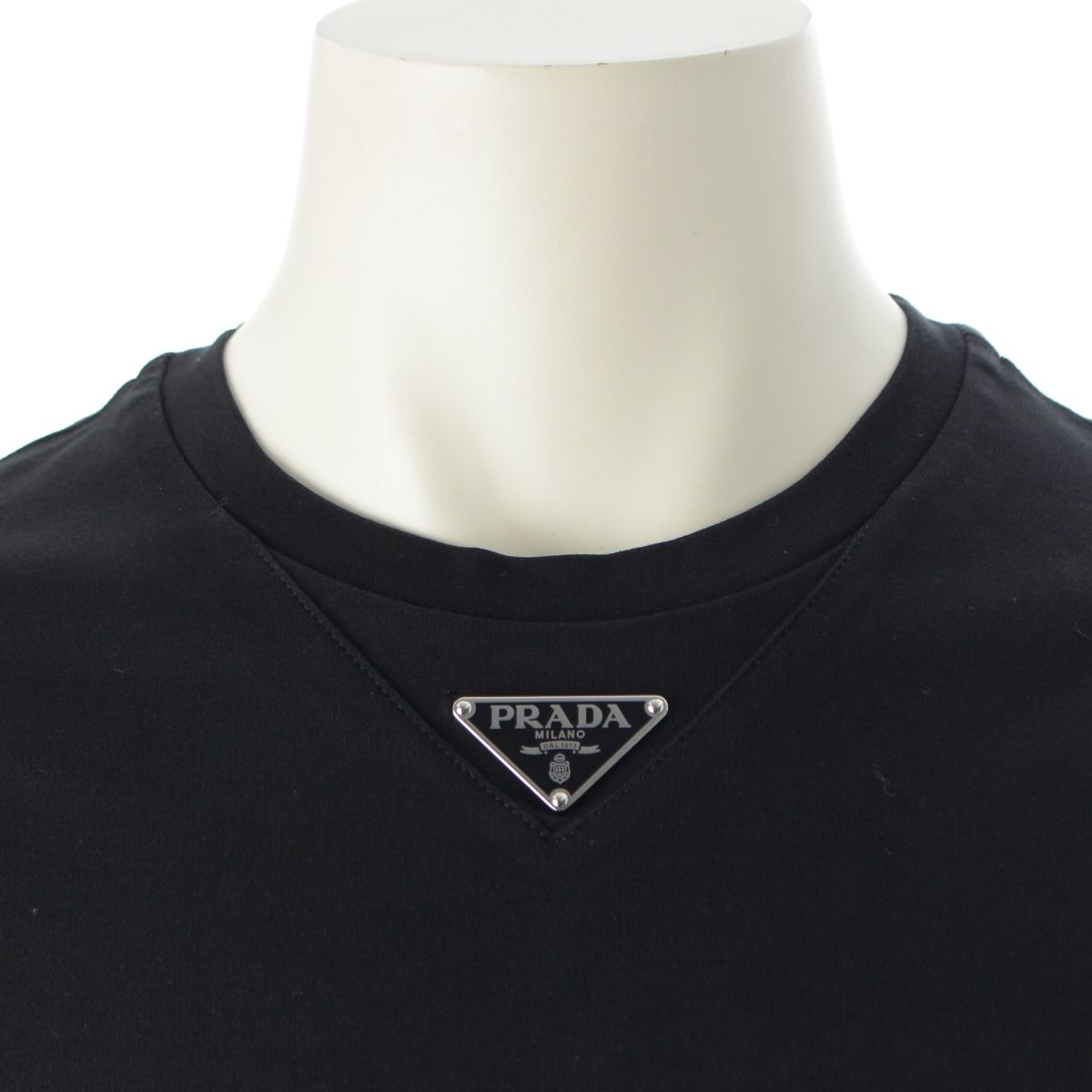 Prada Triangle Logo Oversize Short Sleeve T-Shirt Top Black — view 5