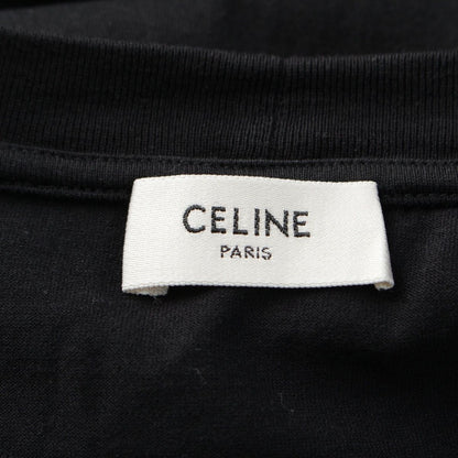 Celine Cotton Jersey Logo Screen Print Loose Short Sleeve T-Shirt Black — view 9