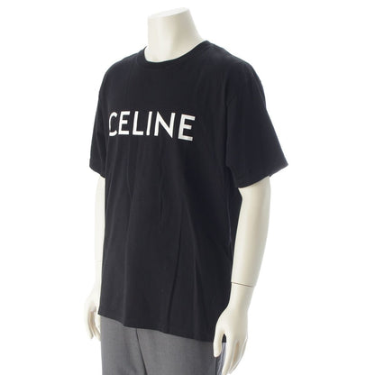 Celine Cotton Jersey Logo Screen Print Loose Short Sleeve T-Shirt Black — view 2