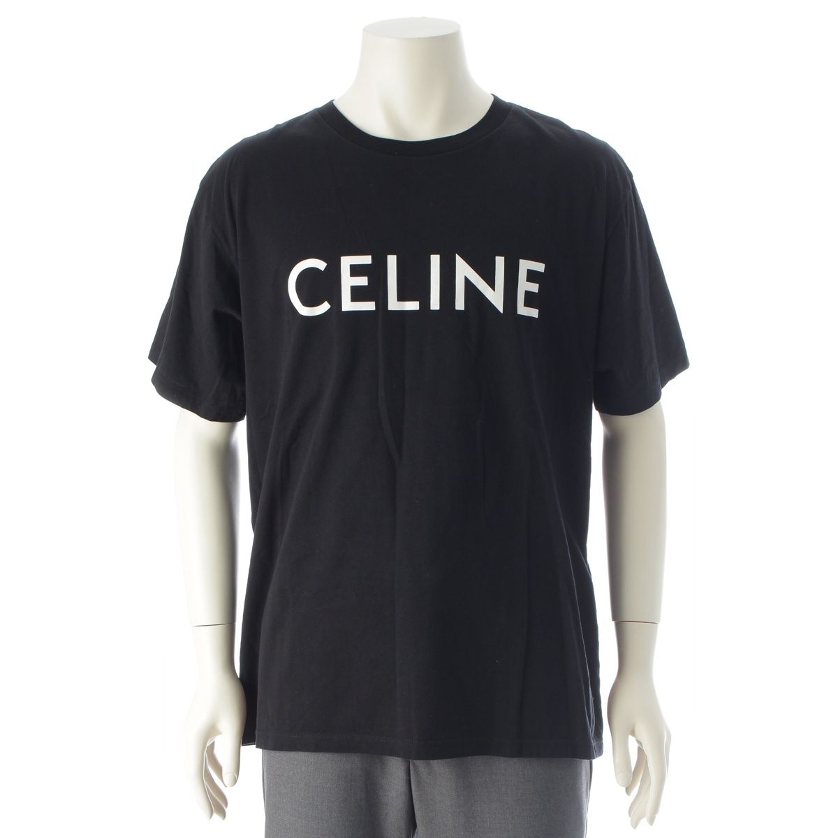 Celine Cotton Jersey Logo Screen Print Loose Short Sleeve T-Shirt Black