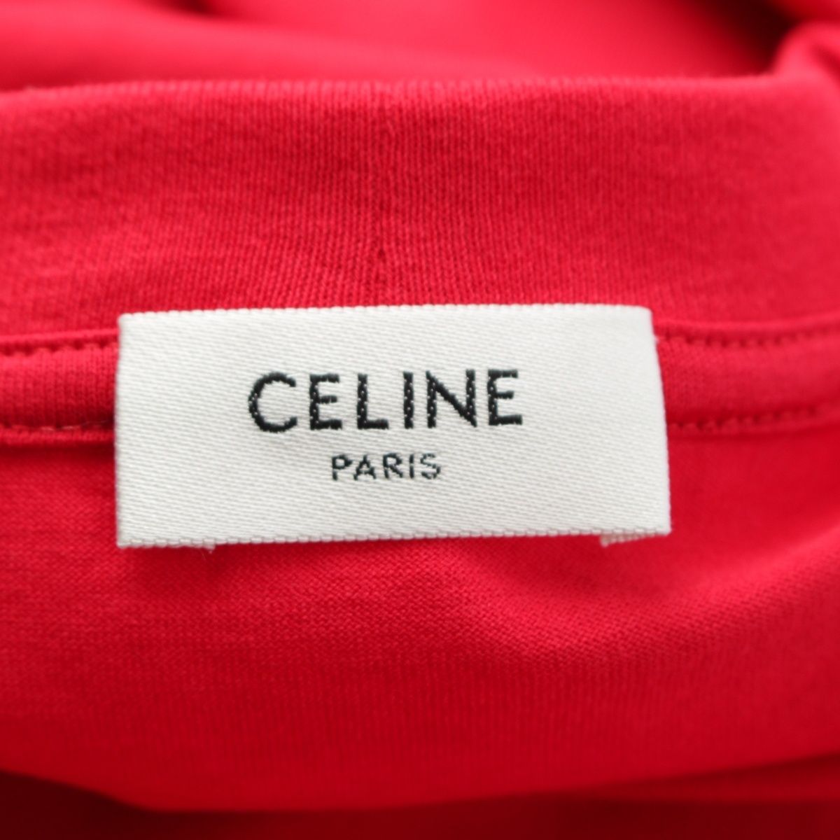 Celine Cotton Jersey Triomphe Loose Short Sleeve T-Shirt Top Red — view 9
