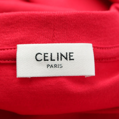 Celine Cotton Jersey Triomphe Loose Short Sleeve T-Shirt Top Red — view 9