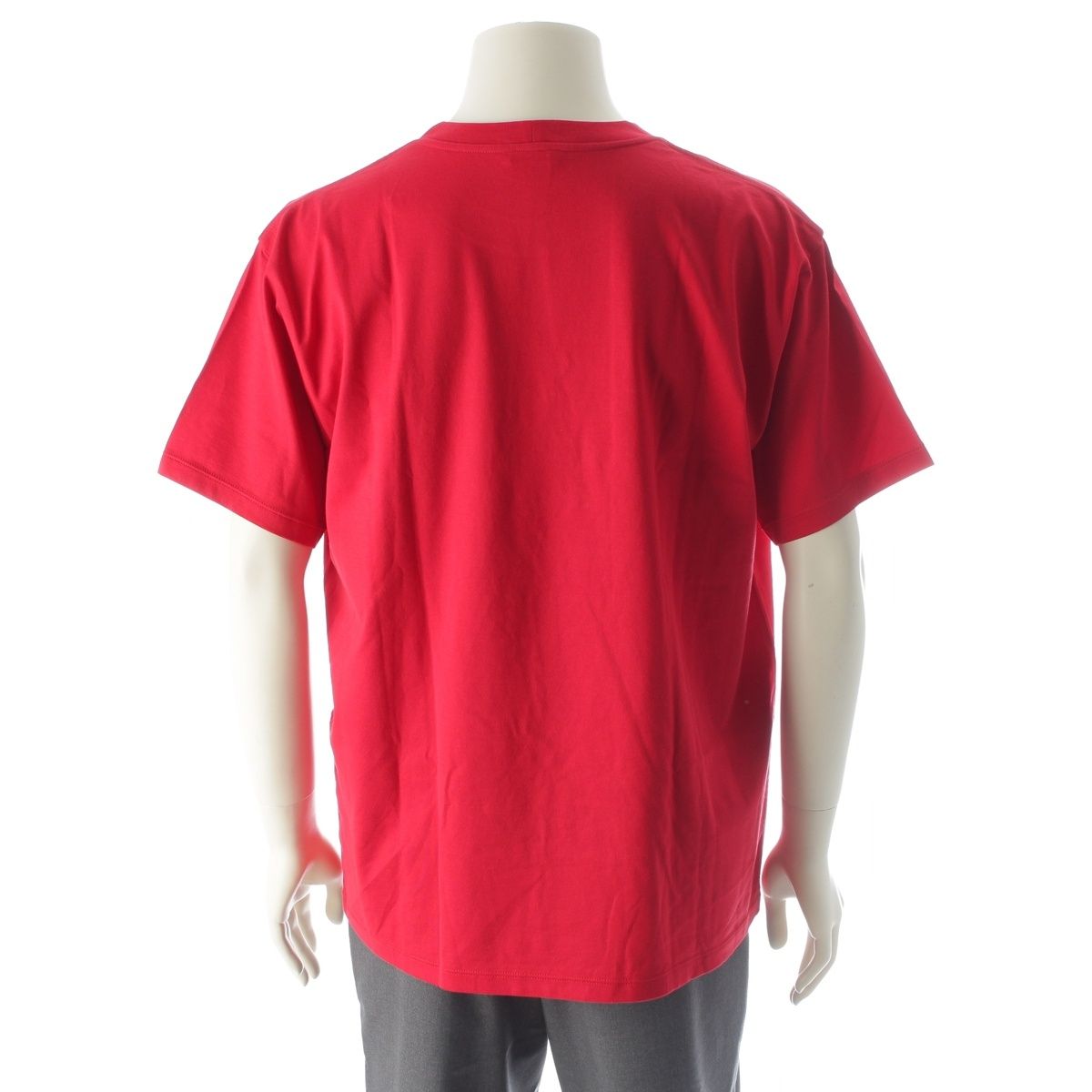 Celine Cotton Jersey Triomphe Loose Short Sleeve T-Shirt Top Red — view 4