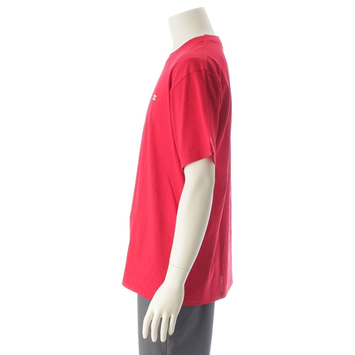 Celine Cotton Jersey Triomphe Loose Short Sleeve T-Shirt Top Red — view 3