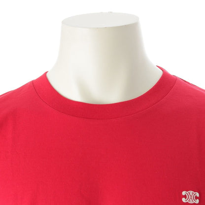 Celine Cotton Jersey Triomphe Loose Short Sleeve T-Shirt Top Red — view 5