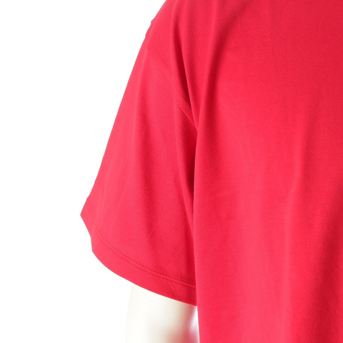 Celine Cotton Jersey Triomphe Loose Short Sleeve T-Shirt Top Red — view 6