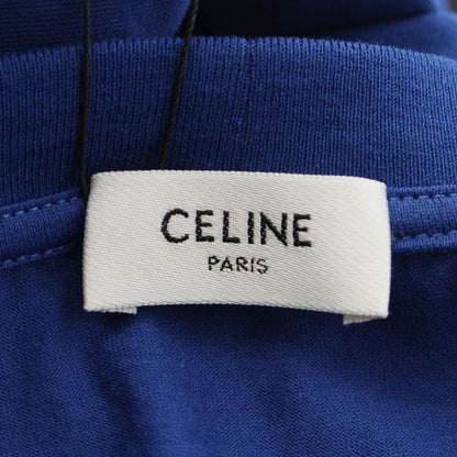 Celine Cotton Jersey Triomphe Loose Short Sleeve T-Shirt Top Blue — view 9
