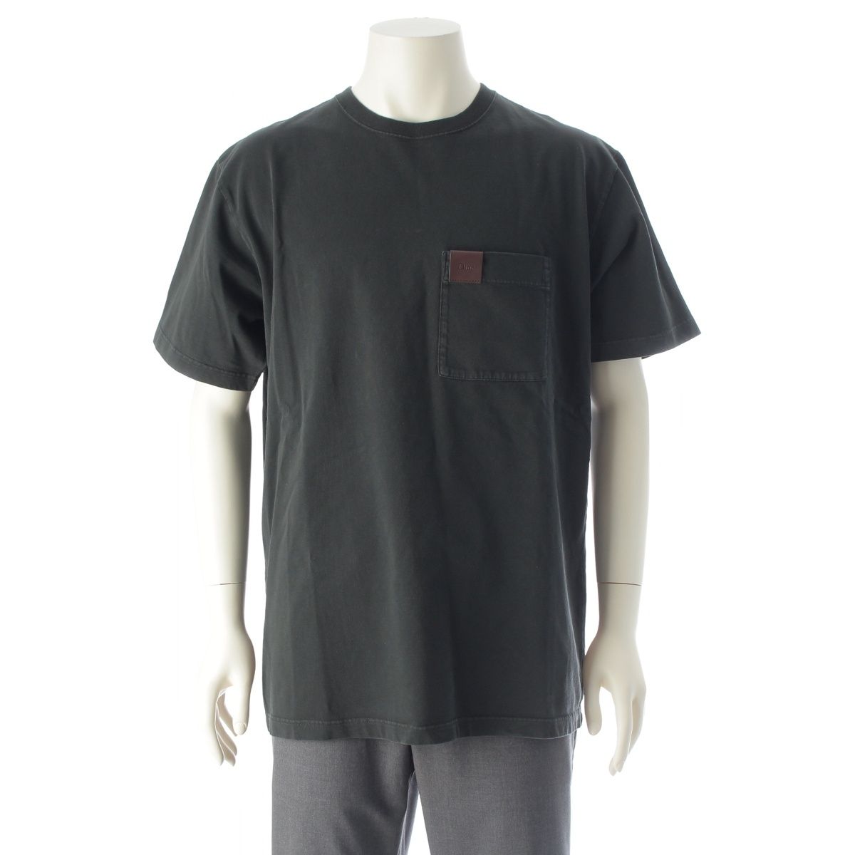 Dior Cotton Logo Leather Patch Relaxed Fit Jersey Short Sleeve T-Shirt Black