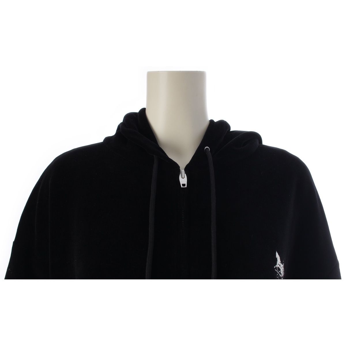 Celine Cotton Velvet Logo Embroidery Carriage Loose Zip Up Hoodie Black XL — view 5