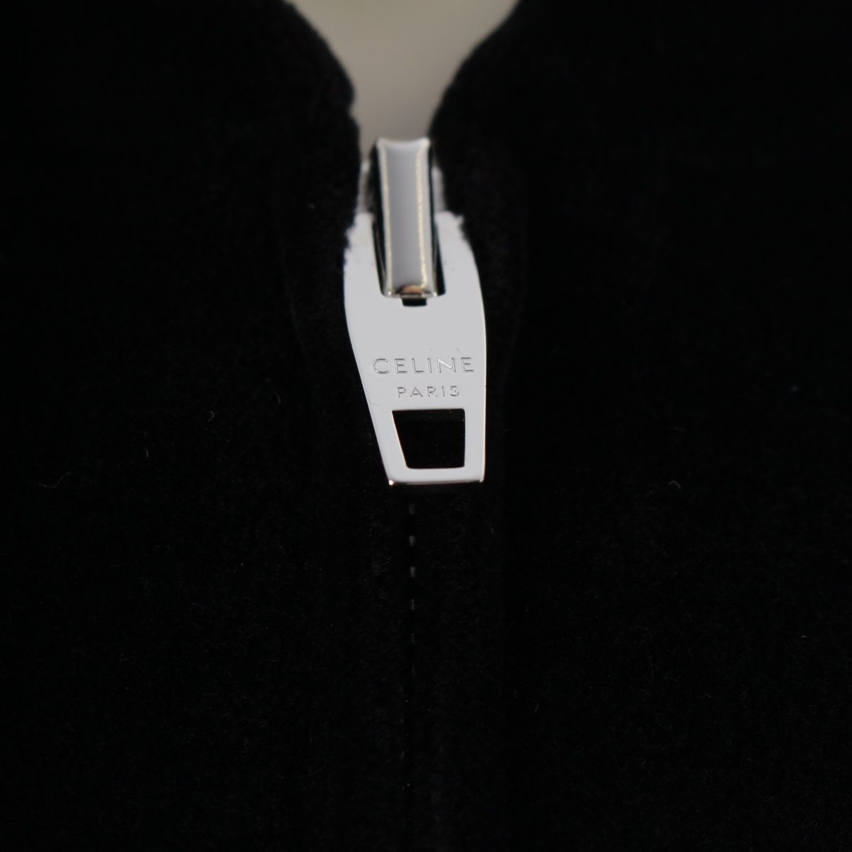 Celine Cotton Velvet Logo Embroidery Carriage Loose Zip Up Hoodie Black XL — view 8