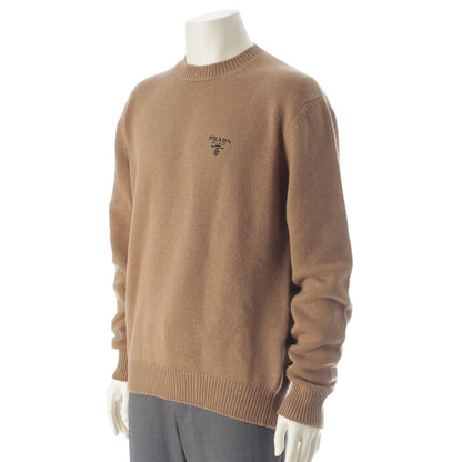 Prada Cashmere Front Logo Crew Neck Knit Sweater Top Brown 50 — view 2