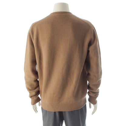 Prada Cashmere Front Logo Crew Neck Knit Sweater Top Brown 50 — view 4