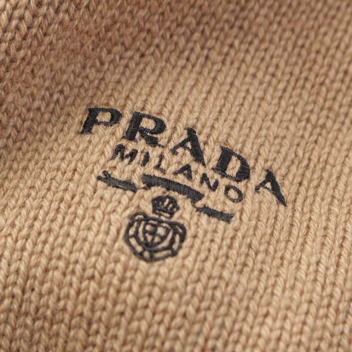 Prada Cashmere Front Logo Crew Neck Knit Sweater Top Brown 50 — view 8