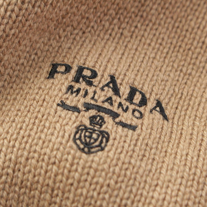 Prada Cashmere Front Logo Crew Neck Knit Sweater Top Brown 50 — view 8