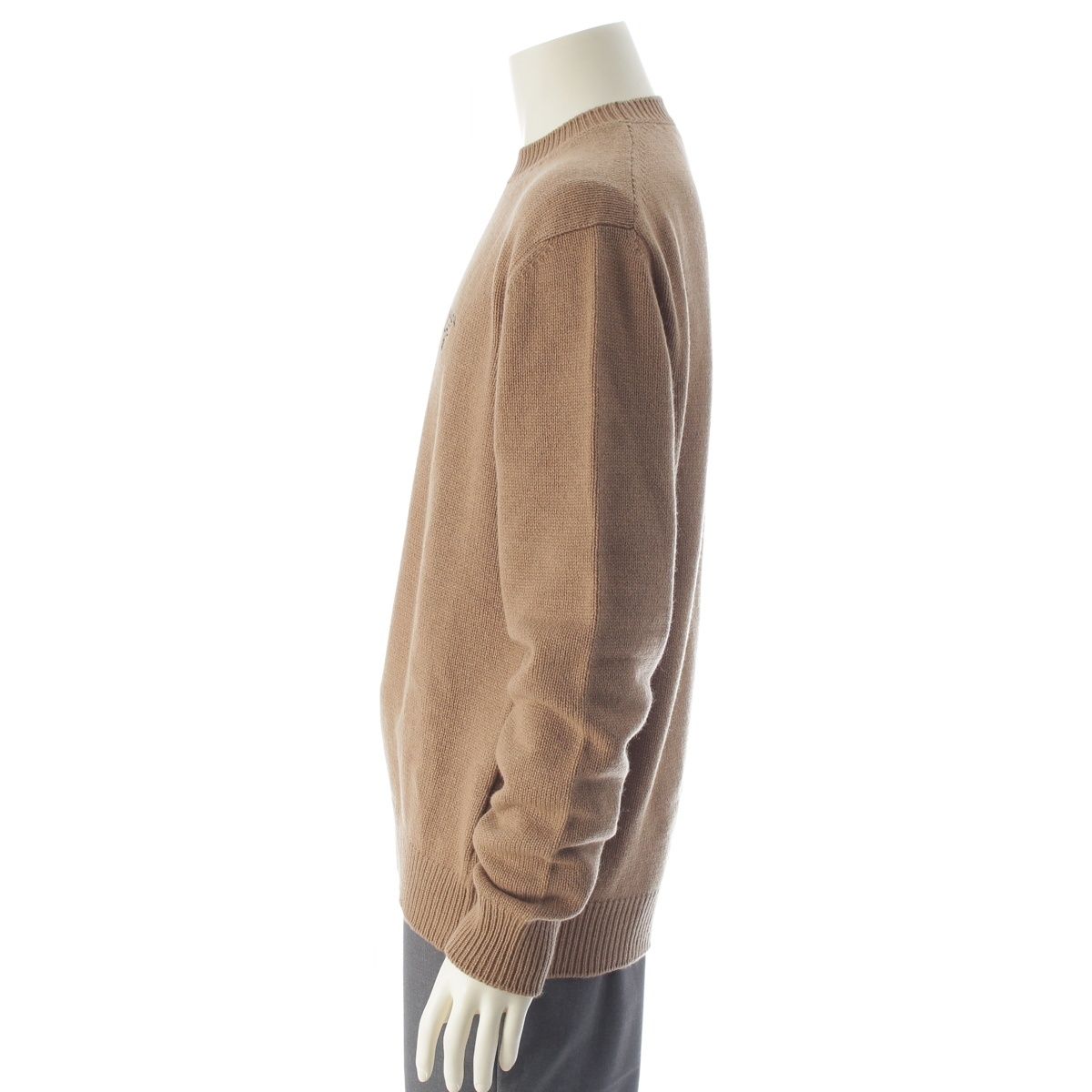 Prada Cashmere Front Logo Crew Neck Knit Sweater Top Brown 50 — view 3